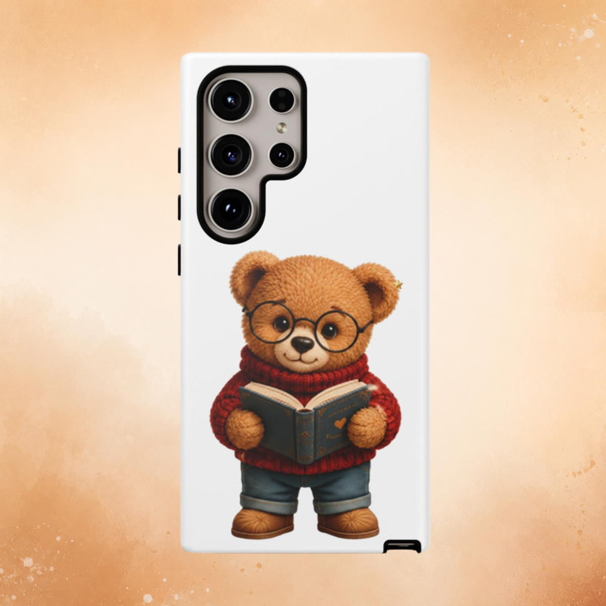 Personalized Teddy Bear Phone Case | Cute Book Lover iPhone & Samsung Case | Custom Name Floral