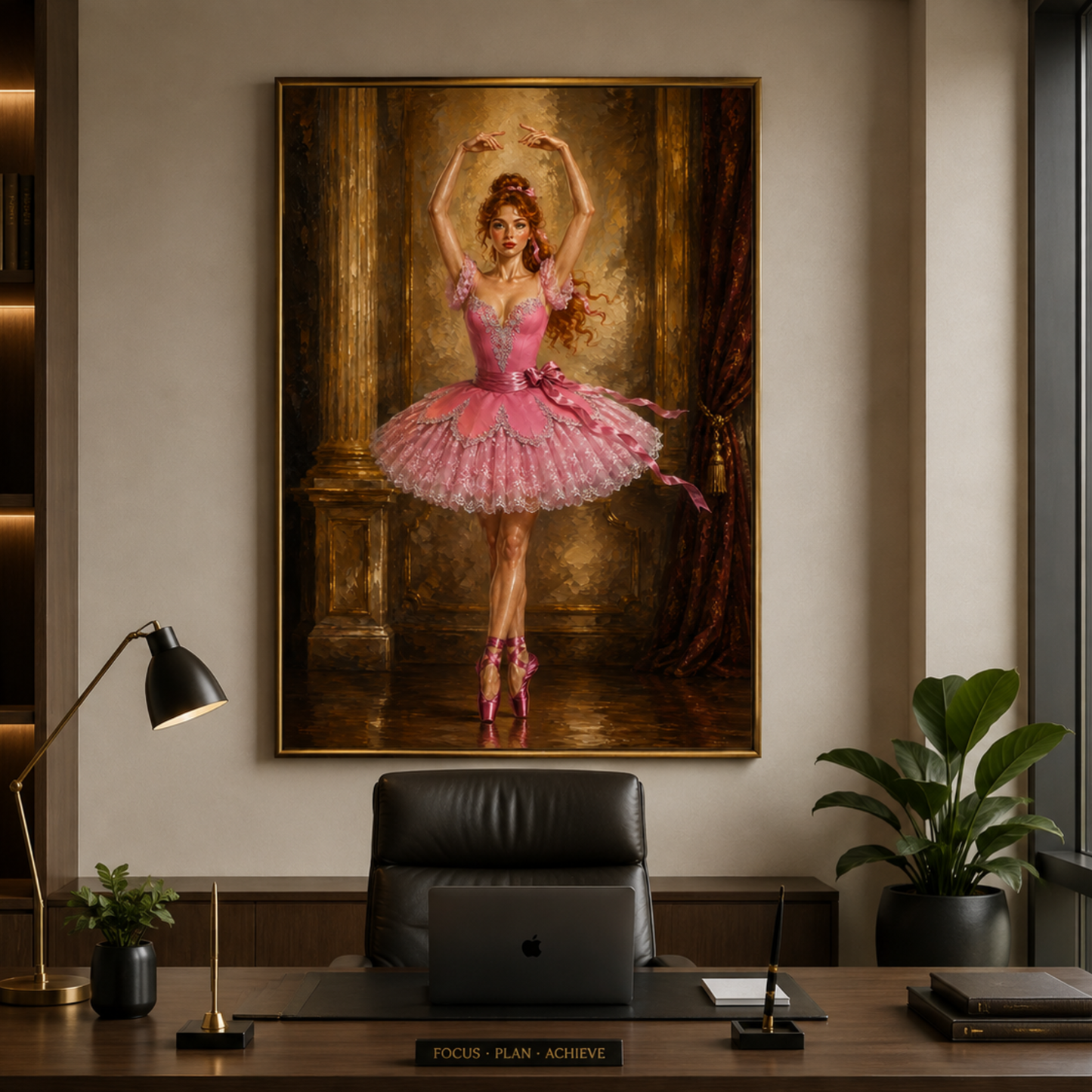 Pink Ballerina Wall Art Printable | Ballet Dancer Oil Painting | Digital Download