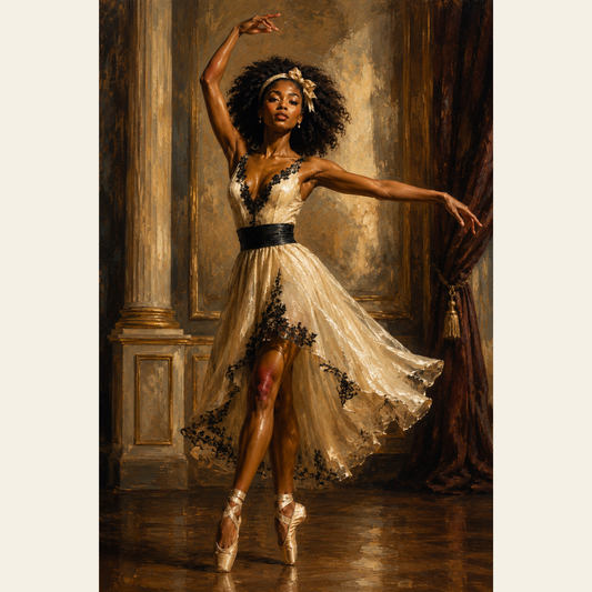 Black Ballerina Oil Painting | Instant Digital Download | Printable Wall Art