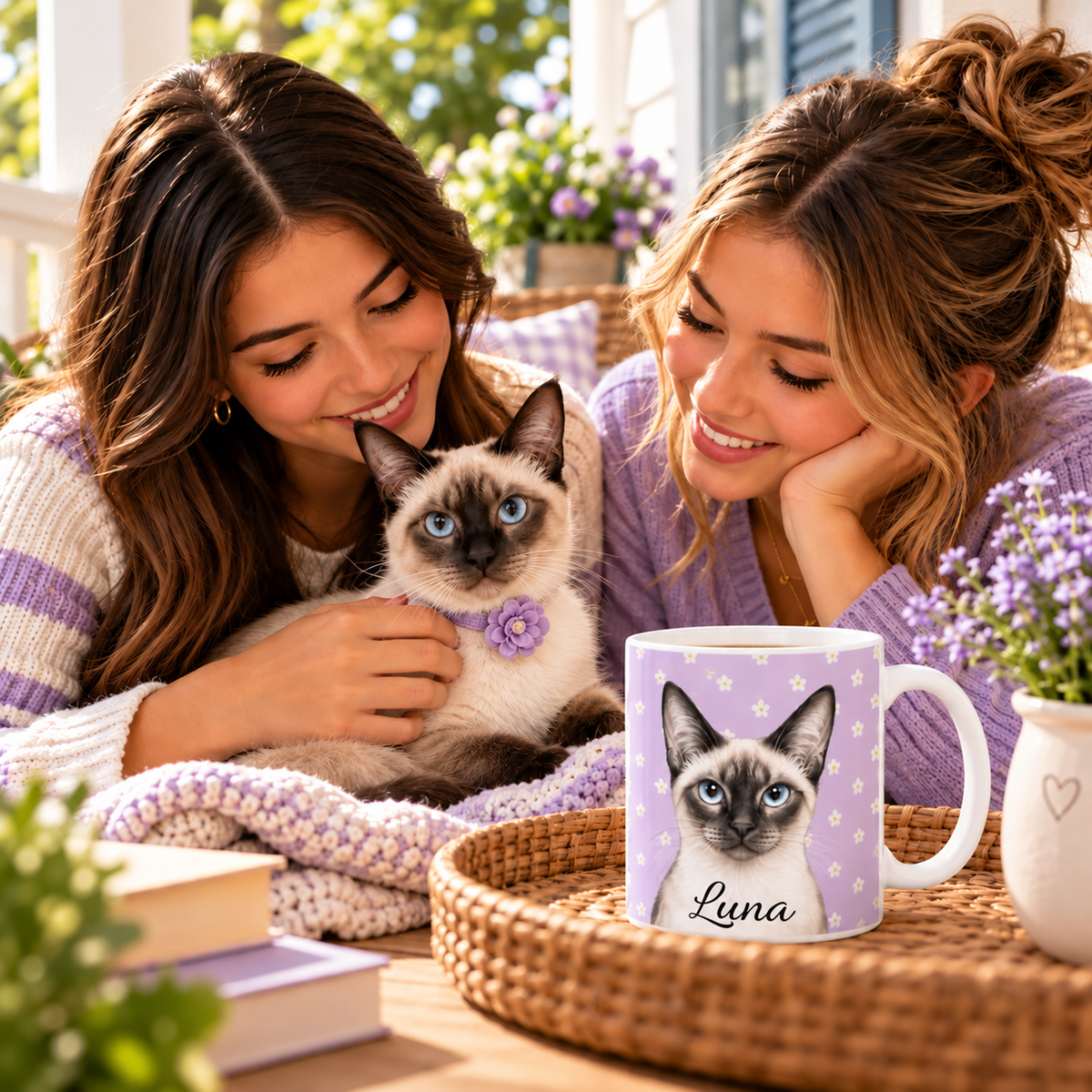 Personalized Siamese Cat Mug, Custom Cat Name Coffee Cup, Siamese Cat Lover Gift, Personalized Cat Mug