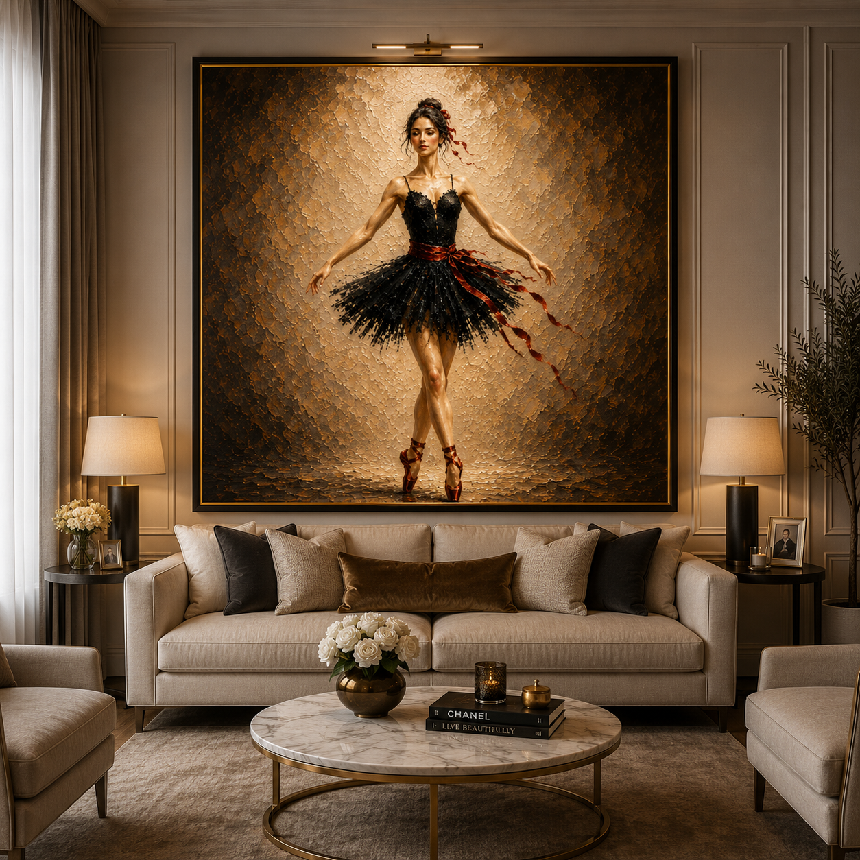 Classic Ballerina Oil Painting | Instant Digital Download | Printable Wall Art | Ballet Decor