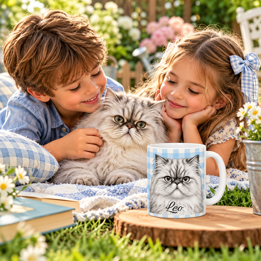 Personalized Persian Cat Mug, Custom Cat Name Coffee Cup, Persian Cat Lover Gift, Personalized Cat Mug
