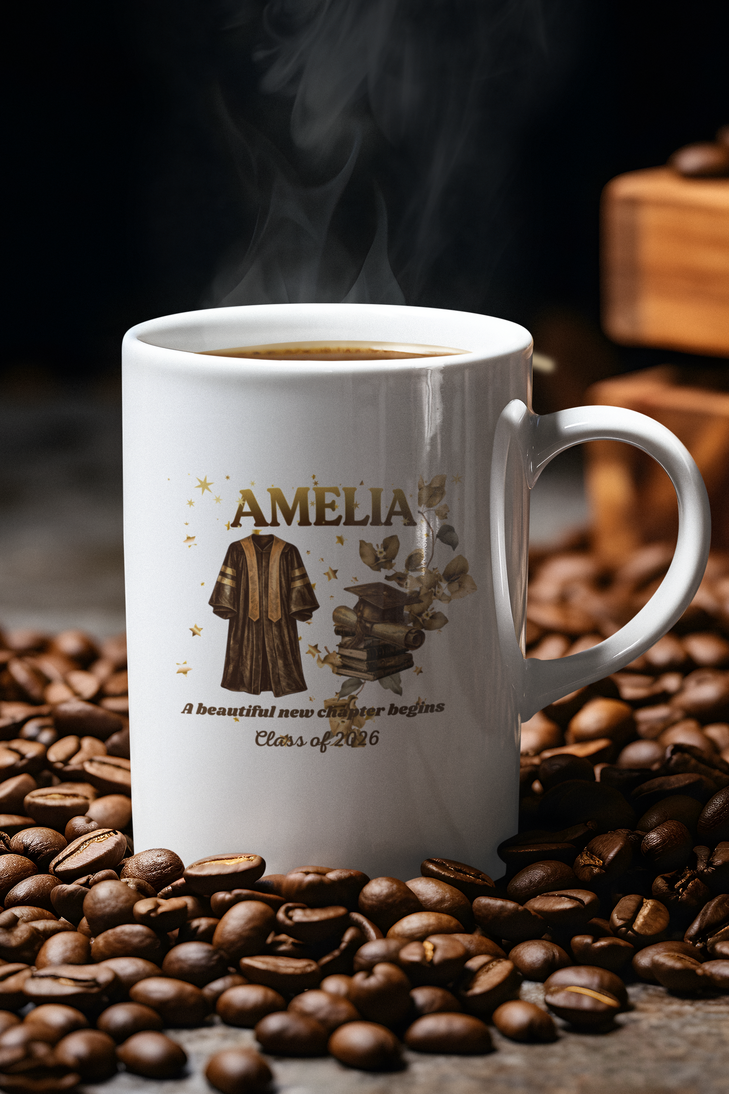Personalized Graduation Mug | Class of 2026 Gift | A Beautiful New Chapter Begins. Design (11oz/15oz)