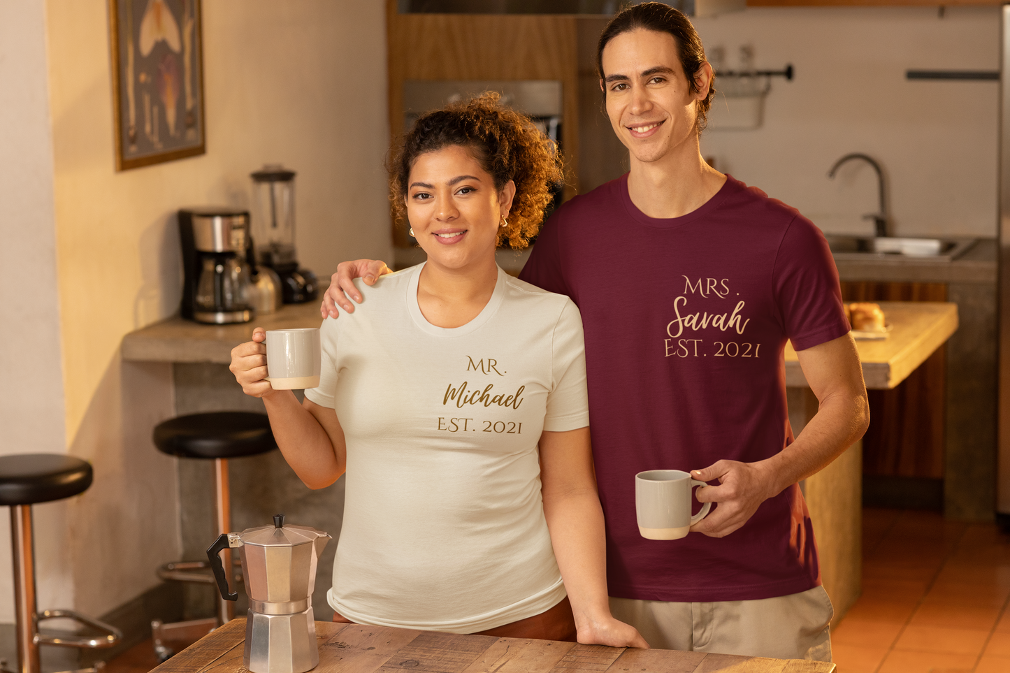Custom Mr. and Mrs. Shirts | Couple Gift | Wedding and Anniversary T-Shirt with Name and Year