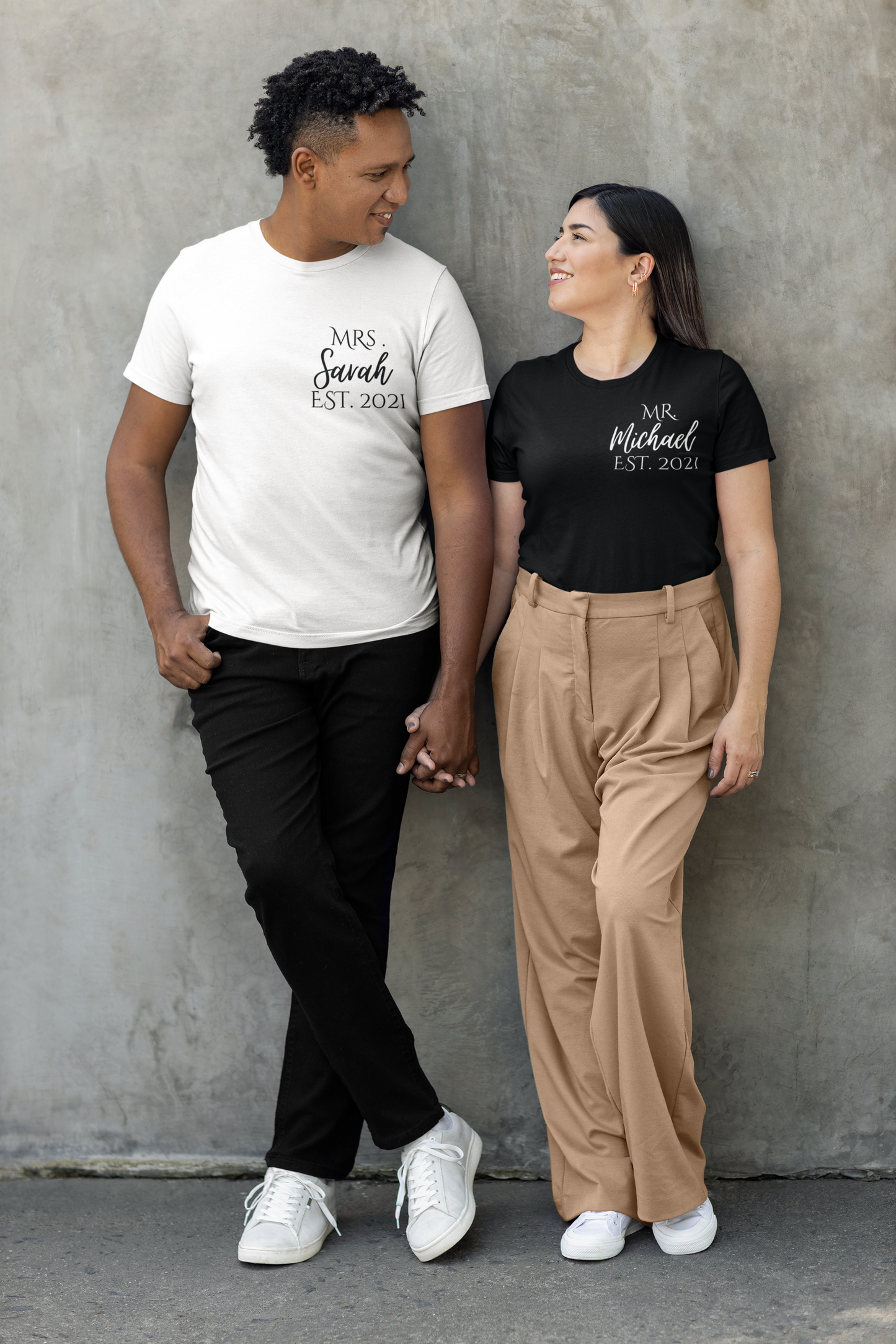 Custom Mr. and Mrs. Shirts | Couple Gift | Wedding and Anniversary T-Shirt with Name and Year