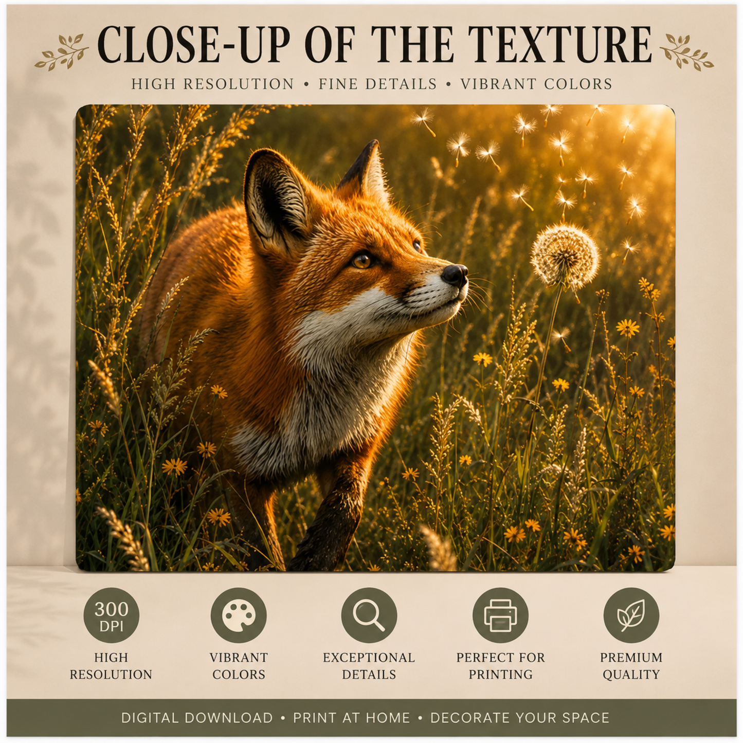 Watercolor Fox Printable Wall Art | Digital Download