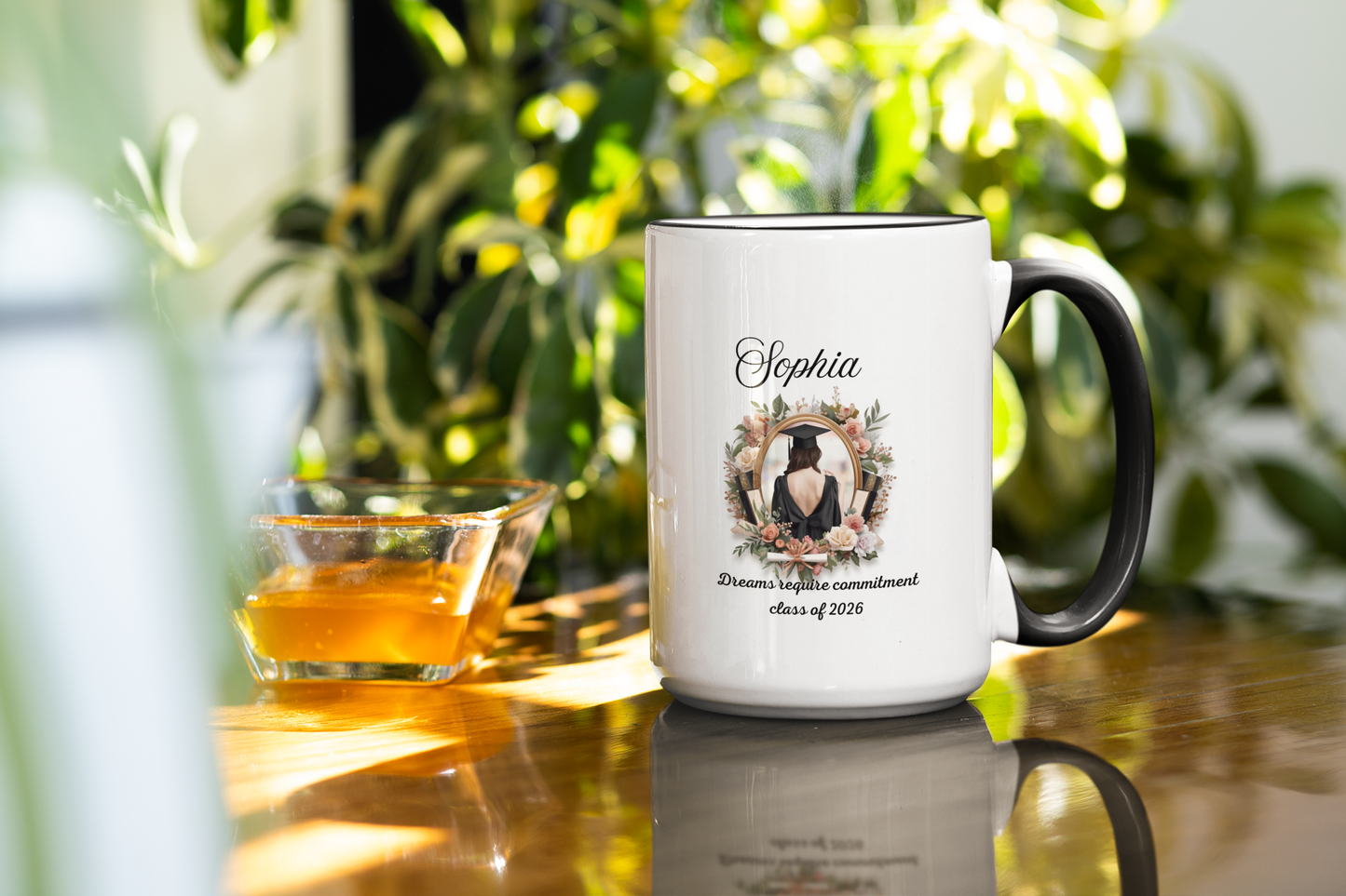 Personalized Graduation Coffee Mug | Class of 2026 Gift for Her | Floral College Mug