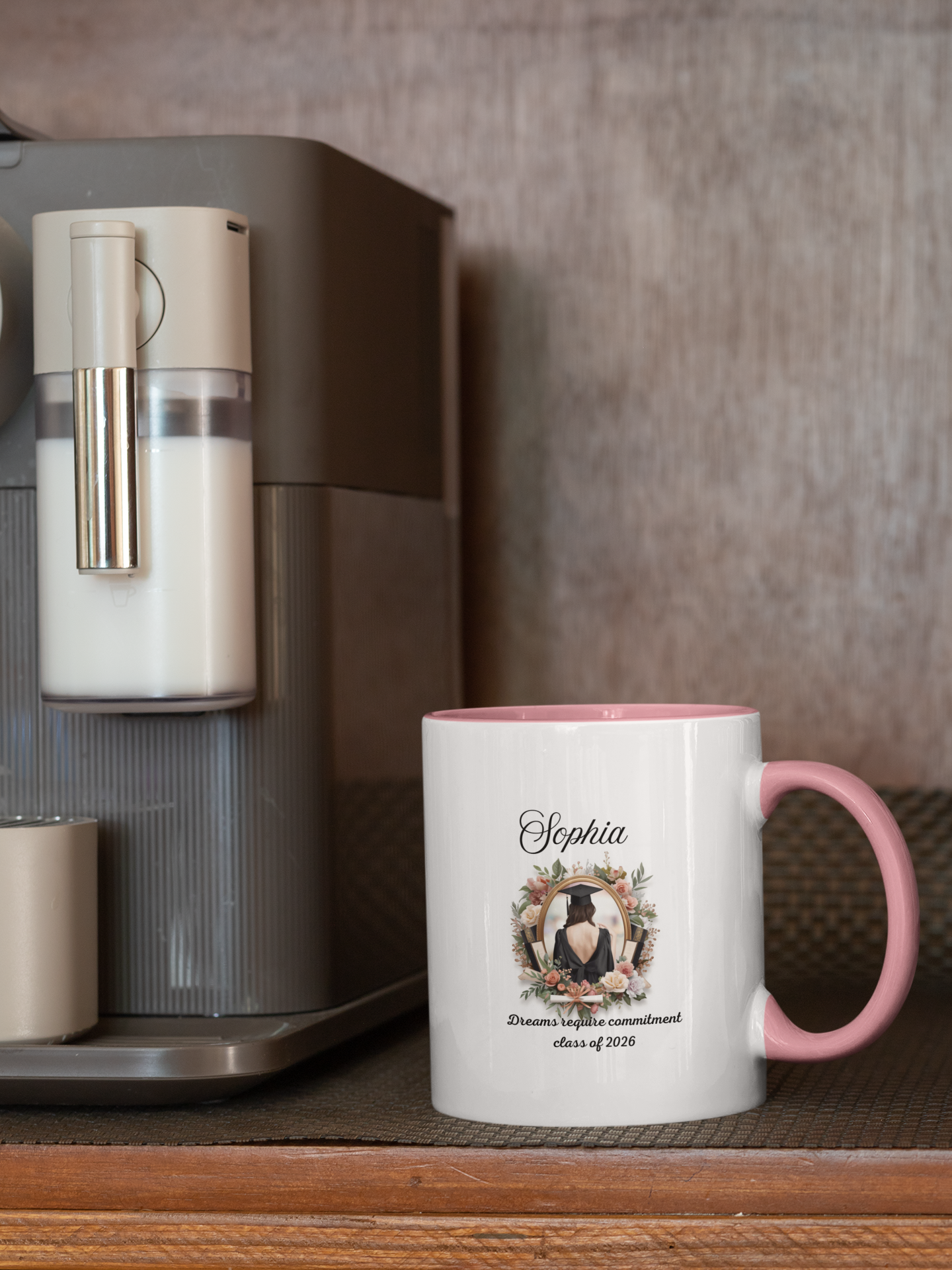 Personalized Graduation Coffee Mug | Class of 2026 Gift for Her | Floral College Mug