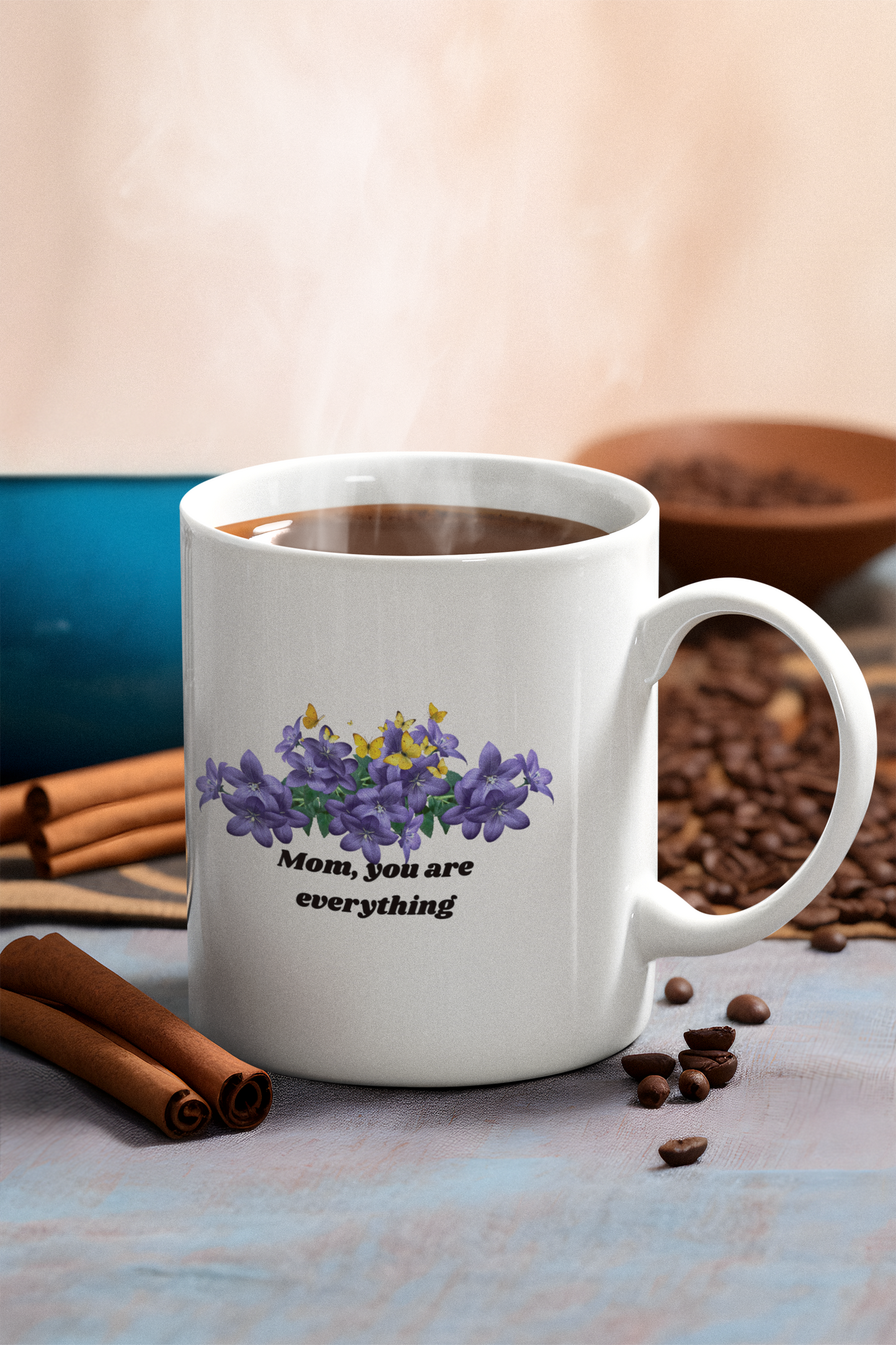 Personalized Mom Mug | Floral Gift for Mom | Mom, You Are Everything Ceramic Mug, (11oz, 15oz)